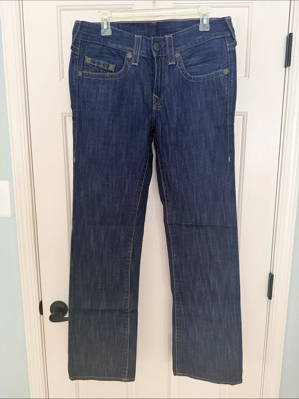 True Religion Men's Bootcut Jeans in Dark Indigo Blue